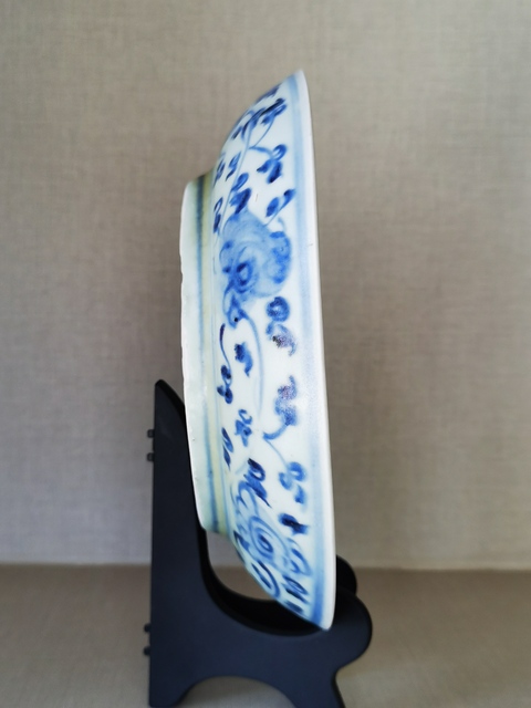 古玩陶瓷明中青花花卉紋盤拍賣,當前價格2980元