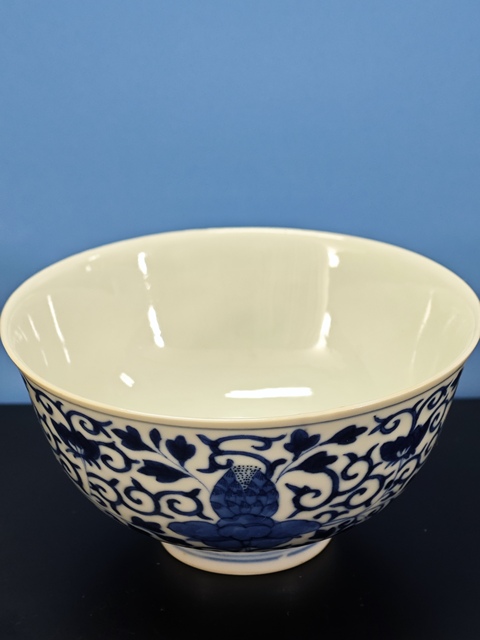 古玩陶瓷清光緒青花纏枝花卉碗 （官）拍賣，當前價格22000元