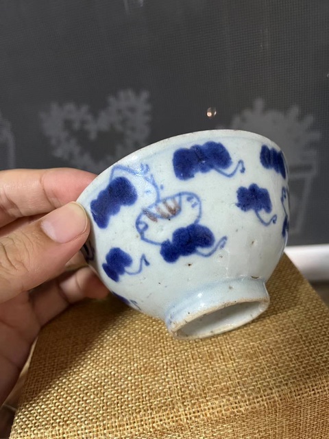 古玩陶瓷清中早期雍乾青花釉里紅杯拍賣，當前價格550元