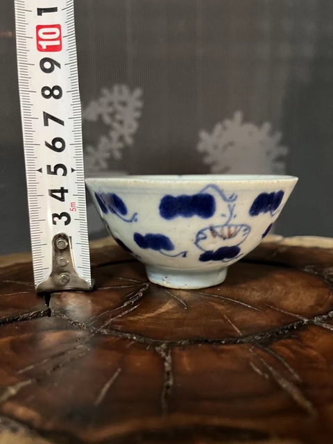 古玩陶瓷清中早期雍乾青花釉里紅杯拍賣，當前價格550元