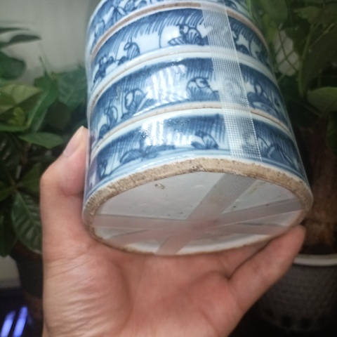 古玩陶瓷（虧出，不議價）清早期麒麟送子青花疊盒拍賣，當前價格2600元