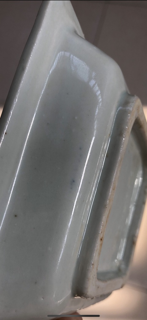 古玩陶瓷青花蓮花紋四方倭角盤拍賣，當前價格1500元