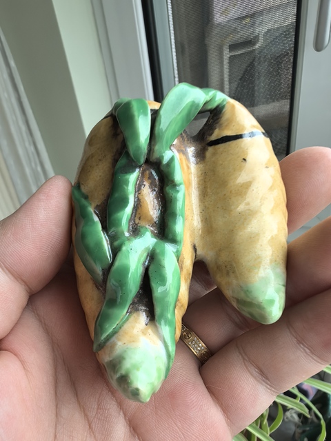 古玩陶瓷晚清同治仿生瓷粉彩貼塑竹筍擺件拍賣,當前價格650元