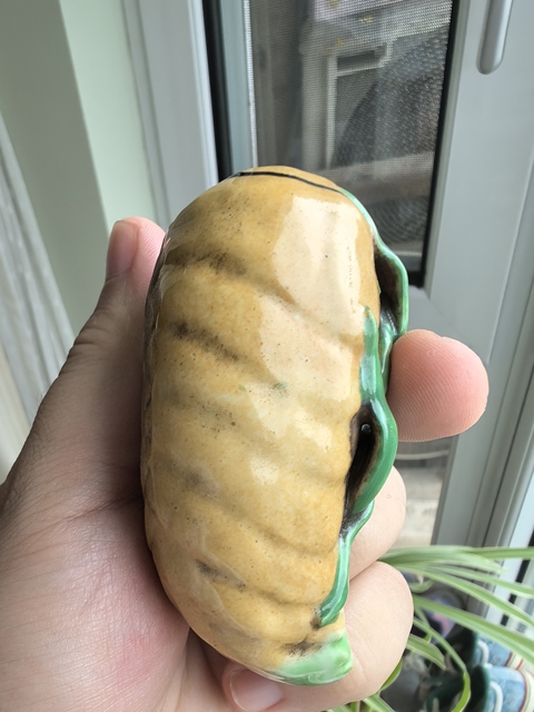 古玩陶瓷晚清同治仿生瓷粉彩貼塑竹筍擺件拍賣,當前價格650元