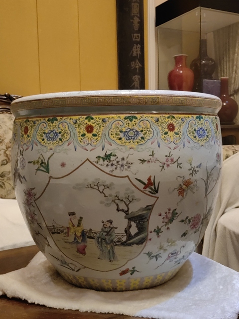 古玩陶瓷粉彩開光八仙人物畫缸拍賣，當前價格98000元