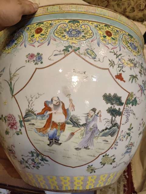 古玩陶瓷粉彩開光八仙人物畫缸拍賣，當前價格98000元