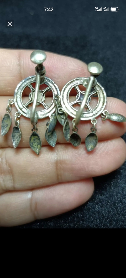 古玩銅器清末民初 海藍(lán)寶銀耳釘拍賣，當(dāng)前價(jià)格888元