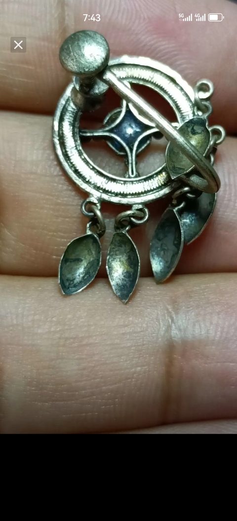 古玩銅器清末民初 海藍(lán)寶銀耳釘拍賣，當(dāng)前價(jià)格888元