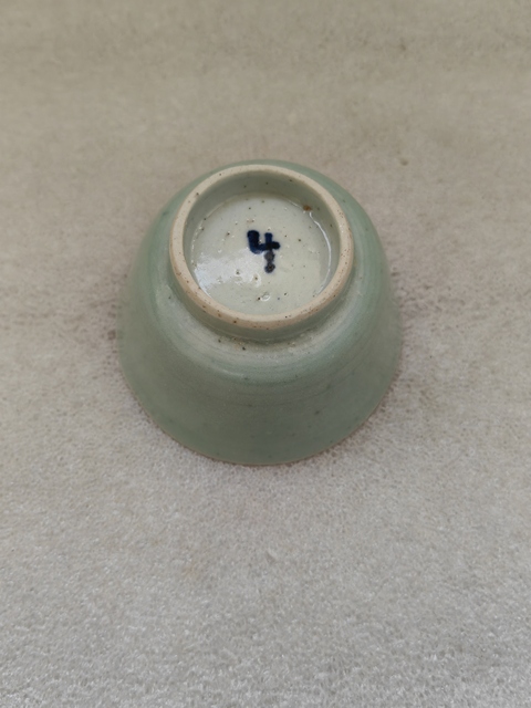 古玩陶瓷豆青釉仰鐘杯拍賣,當前價格480元
