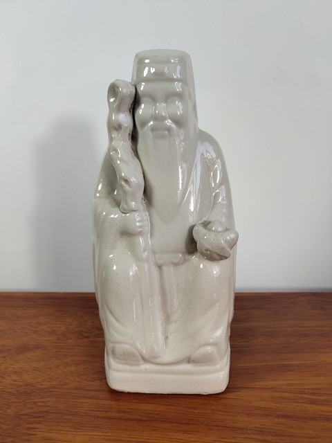 古玩陶瓷清末-白釉壽星人物塑像拍賣，當前價格699元