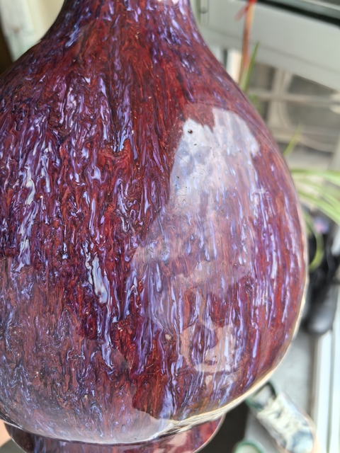 古玩陶瓷清乾隆鈞紅釉窯變膽瓶拍賣,當前價格13000元