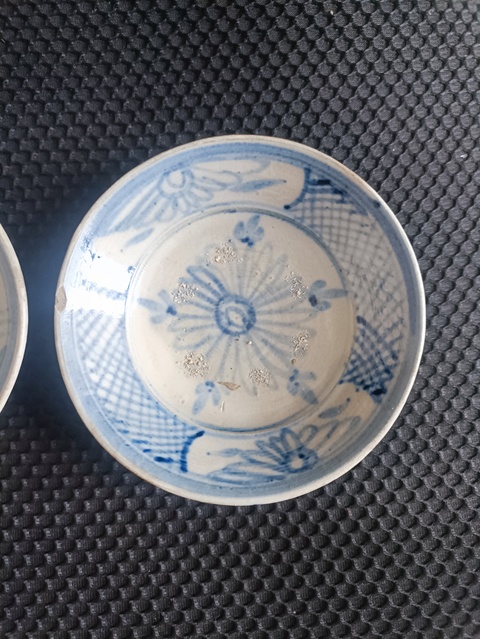 古玩陶瓷明末清初磁州窯青花盤拍賣，當前價格50元