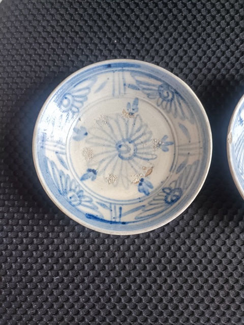 古玩陶瓷明末清初磁州窯青花盤拍賣，當前價格50元