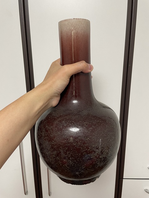 古玩陶瓷郎紅釉天球瓶拍賣，當(dāng)前價格9000元