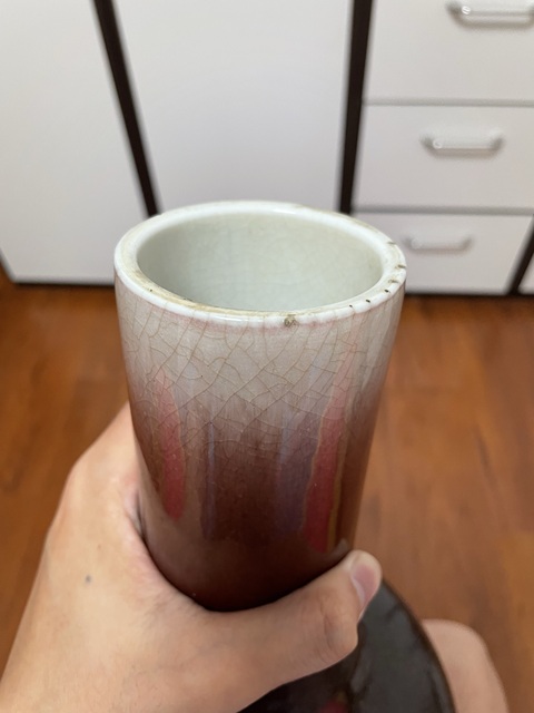 古玩陶瓷郎紅釉天球瓶拍賣，當(dāng)前價格9000元