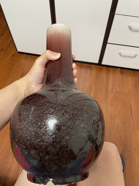 古玩陶瓷郎紅釉天球瓶拍賣，當(dāng)前價格9000元