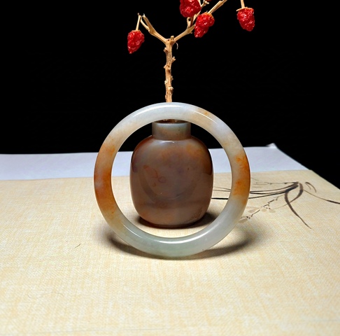 古玩玉器清代冰紅老翡翠手鐲拍賣，當前價格13000元