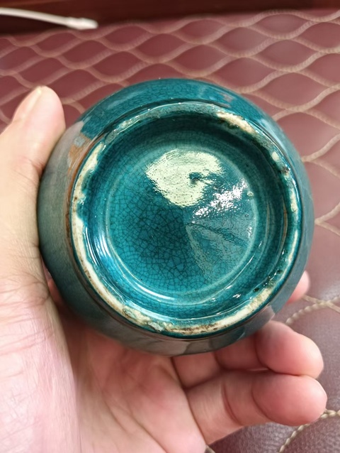 古玩陶瓷孔雀綠釉天球瓶拍賣,當前價格4500元