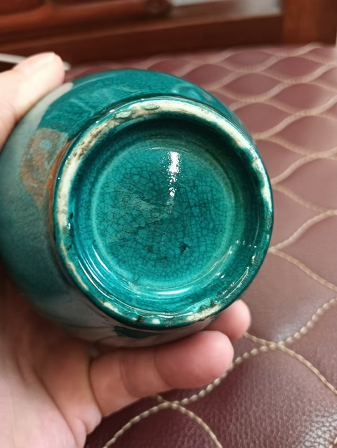古玩陶瓷孔雀綠釉天球瓶拍賣,當前價格4500元
