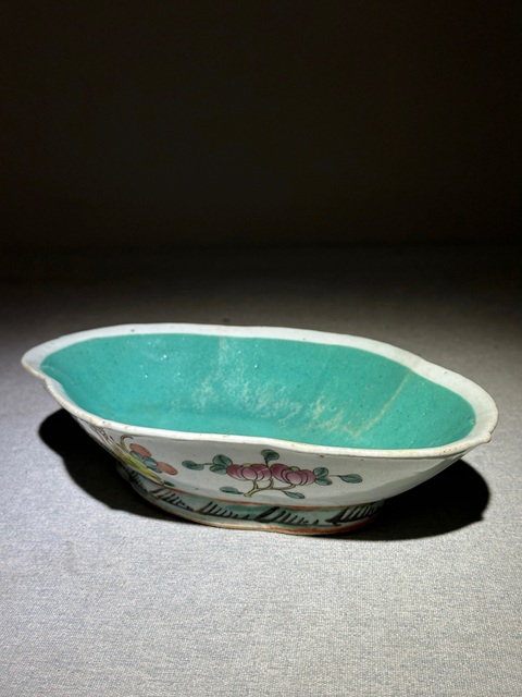 古玩陶瓷同治粉彩海棠供碗拍賣，當前價格1388元