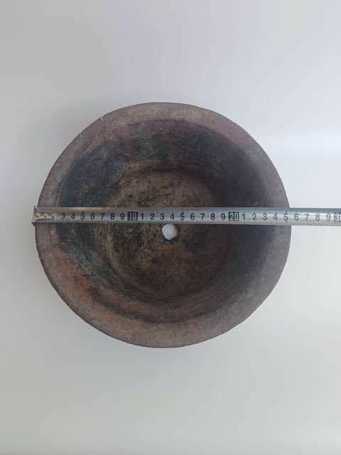 古玩陶瓷清代褐釉花盆拍賣，當前價格288元