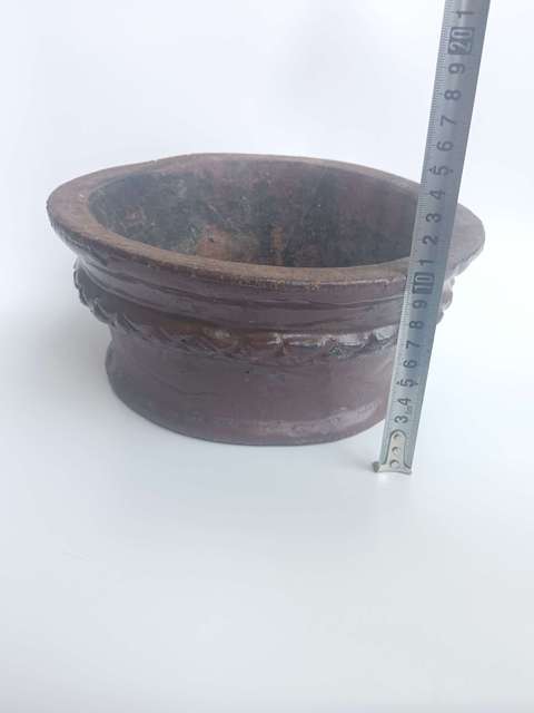 古玩陶瓷清代褐釉花盆拍賣，當前價格288元