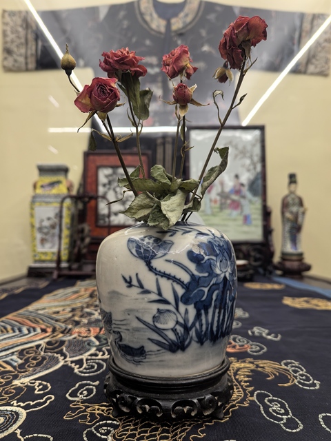 古玩陶瓷道光青花滿池矯詩文罐(煙煲)拍賣，當前價格4888元