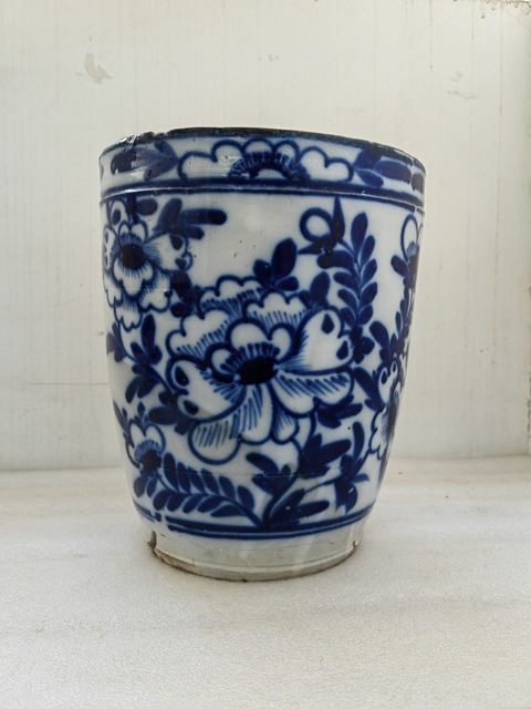 古玩陶瓷青花花卉紋畫缸拍賣，當前價格1500元