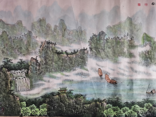 古玩字畫河南美協會員楊志剛山水一幅拍賣,當前價格499元