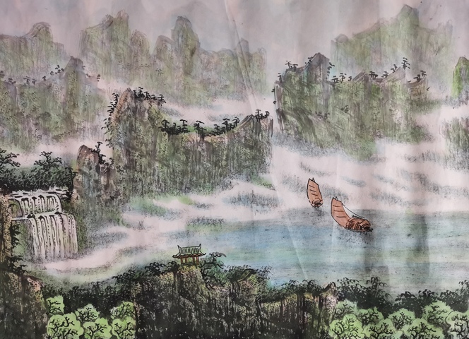 古玩字畫河南美協會員楊志剛山水一幅拍賣,當前價格499元