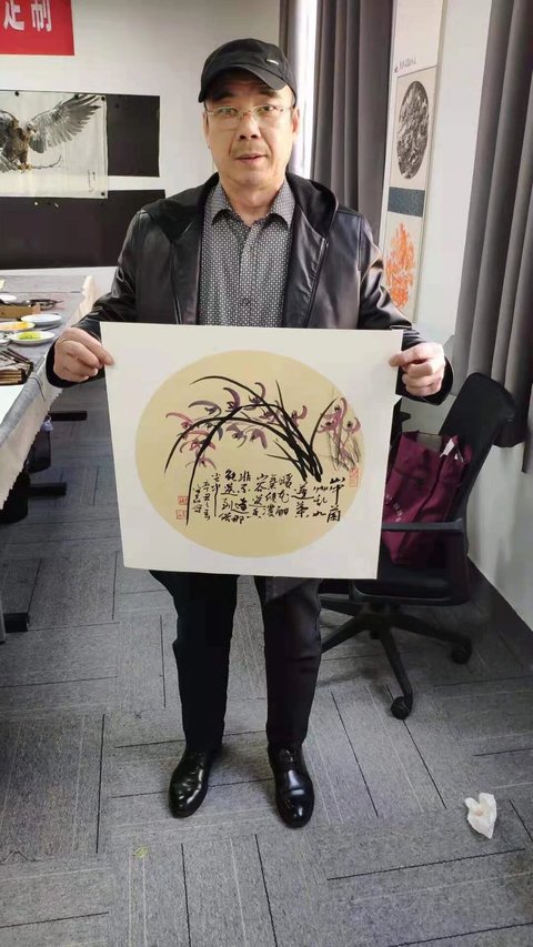 古玩字畫徐州美協書協詩協三協會員劉宏磊山中幽蘭圖拍賣,當前價格299元