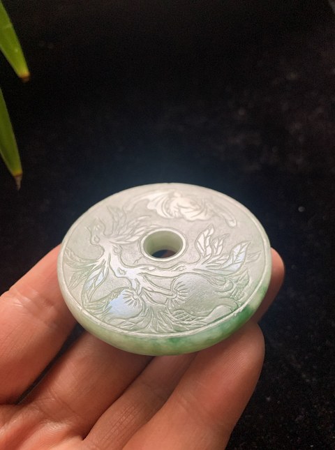 古玩玉器清代翡翠雕“福壽壁”拍賣，當前價格4500元