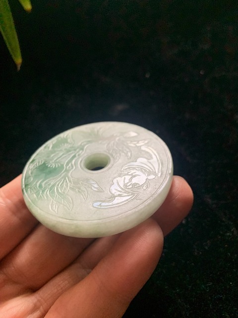 古玩玉器清代翡翠雕“福壽壁”拍賣，當前價格4500元