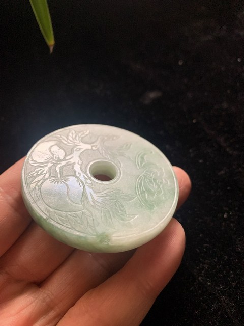 古玩玉器清代翡翠雕“福壽壁”拍賣，當前價格4500元