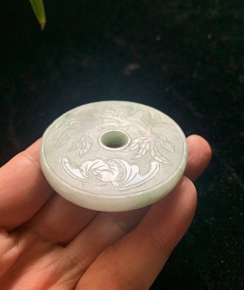 古玩玉器清代翡翠雕“福壽壁”拍賣，當前價格4500元