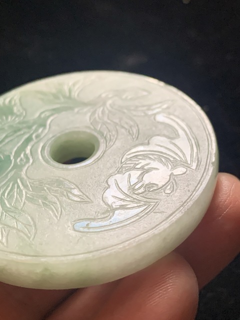 古玩玉器清代翡翠雕“福壽壁”拍賣，當前價格4500元