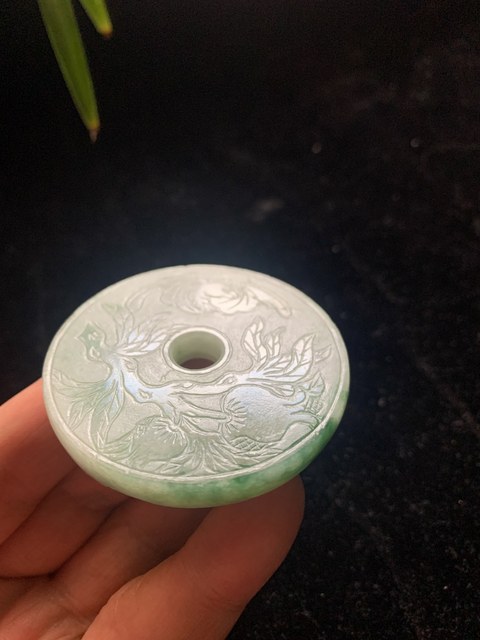 古玩玉器清代翡翠雕“福壽壁”拍賣，當前價格4500元