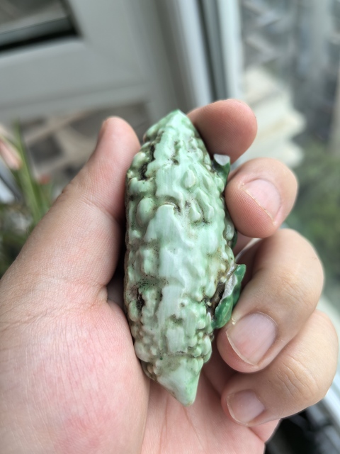 古玩陶瓷晚清同治綠釉癩瓜擺件拍賣(mài),當(dāng)前價(jià)格580元