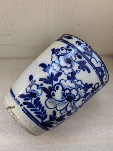 古玩陶瓷青花花卉紋畫缸拍賣，當前價格1500元