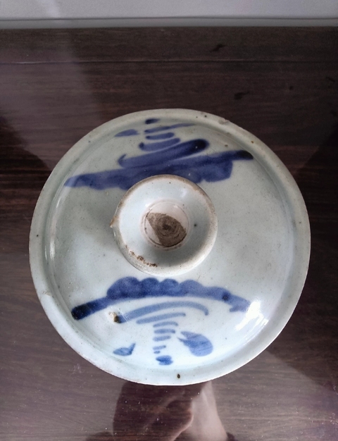 古玩陶瓷明末清初青花山水人物紋蓋缸拍賣,當前價格588元