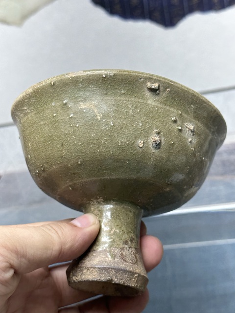 古玩陶瓷宋代精品影青高足酒杯,高等級拍賣,當前價格189元