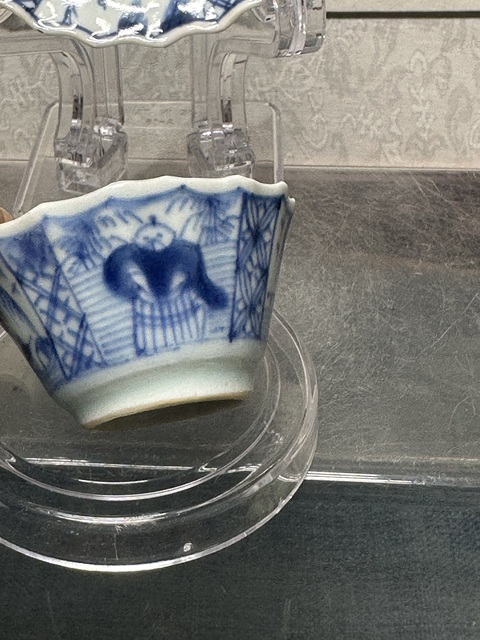 古玩陶瓷清康熙精品青花人物山水花口茶杯碟拍賣,當前價格1690元
