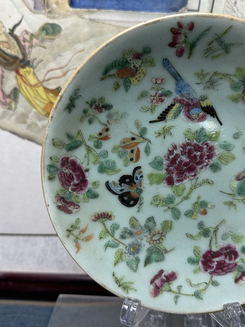 古玩陶瓷清道光精品錦上添花豆青釉盤拍賣，當前價格1600元
