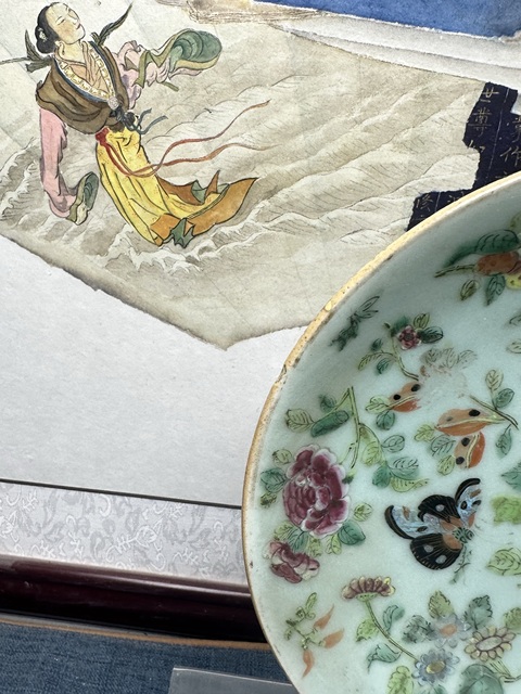 古玩陶瓷清道光精品錦上添花豆青釉盤拍賣，當前價格1600元