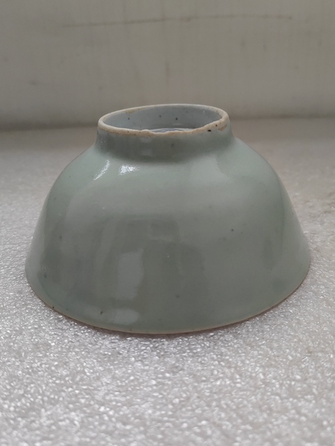 古玩陶瓷豆青釉茶碗拍賣，當前價格680元