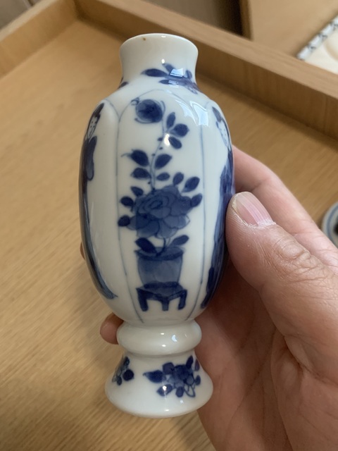 古玩陶瓷清康熙 青花花卉紋四美女圖人物蓋瓶拍賣,當前價格12000元