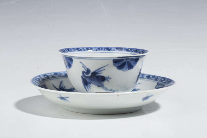 古玩陶瓷清康熙·青花鶴紋杯碟拍賣,當(dāng)前價格2600元