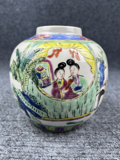 古玩陶瓷民國(guó)粉彩西廂記罐子拍賣,當(dāng)前價(jià)格1588元