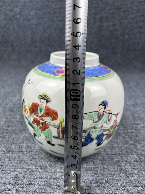 古玩陶瓷民國(guó)粉彩西廂記罐子拍賣,當(dāng)前價(jià)格1588元