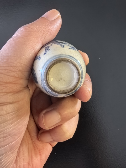 古玩陶瓷道咸煨瓷青花人物故事（旗開得勝）紋鼻煙壺拍賣，當前價格6888元